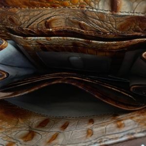 Leather authentic Brahmin crossbody purse with built on wallet.